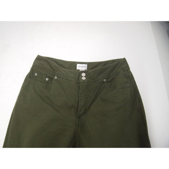Chicos Womens Chino Pants 1/M Olive Green 5 Pocket Bootcut High Waisted Career - Picture 3 of 5